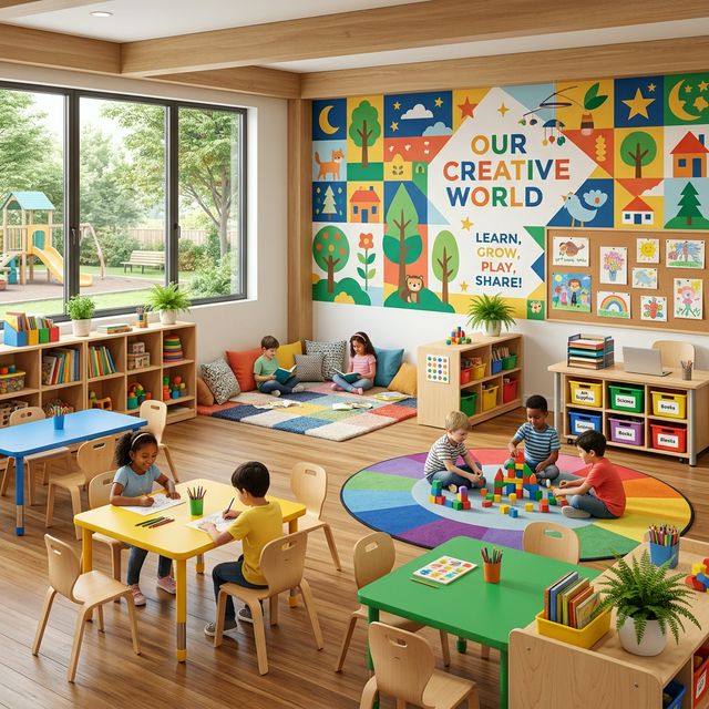 Crianças brincando no espaço moderno